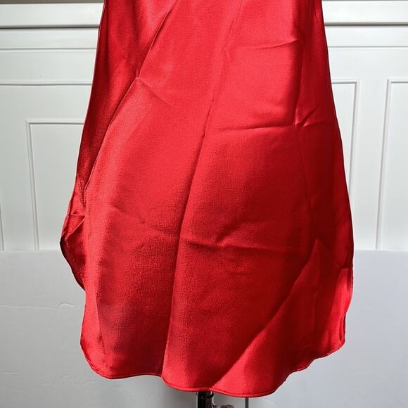 Intimate Affair California Vintage Red Satin Chemise Nightgown Bow w Pearls Sz M - Picture 11 of 15